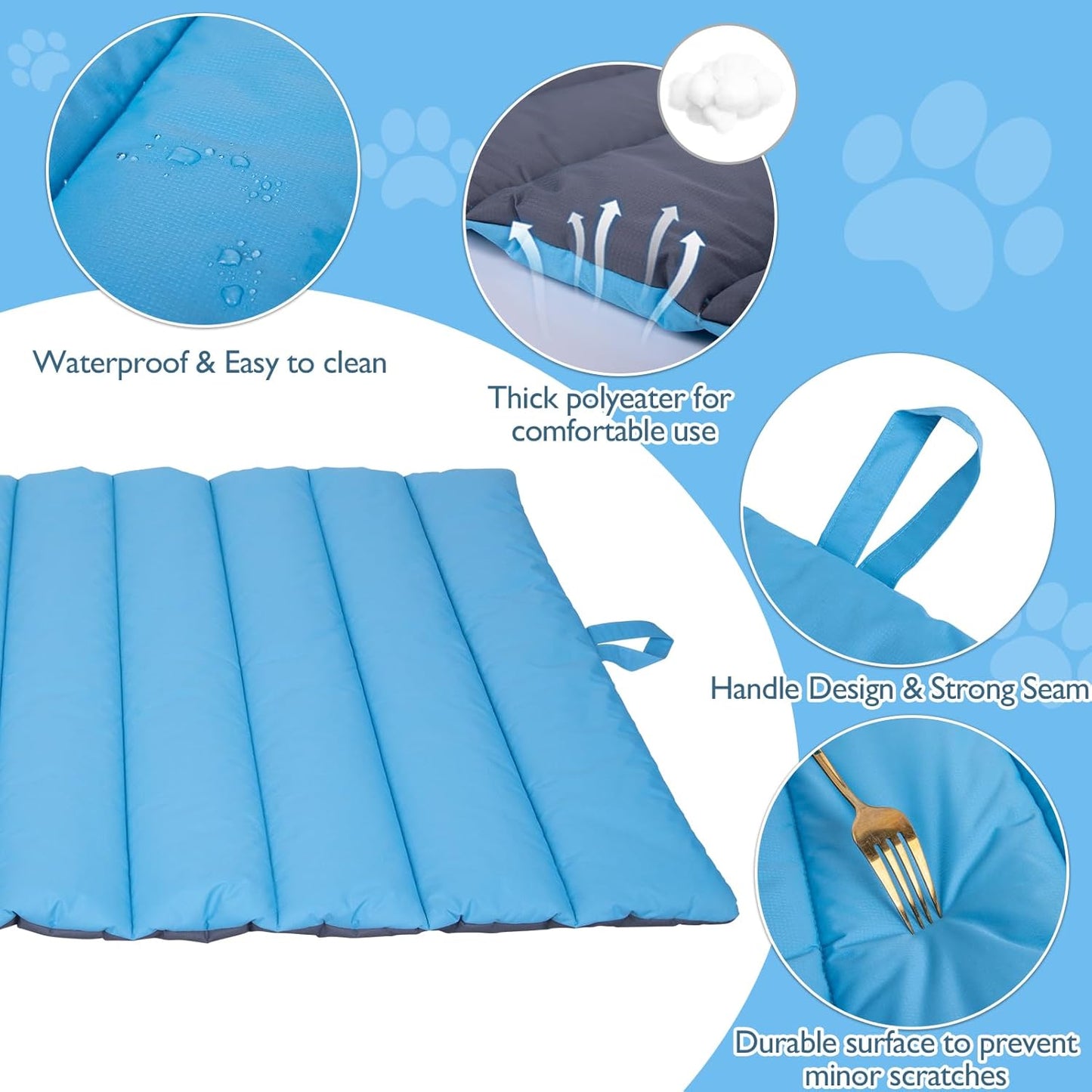 Wasserdichte Outdoor-Hundematte, Blau/Grau