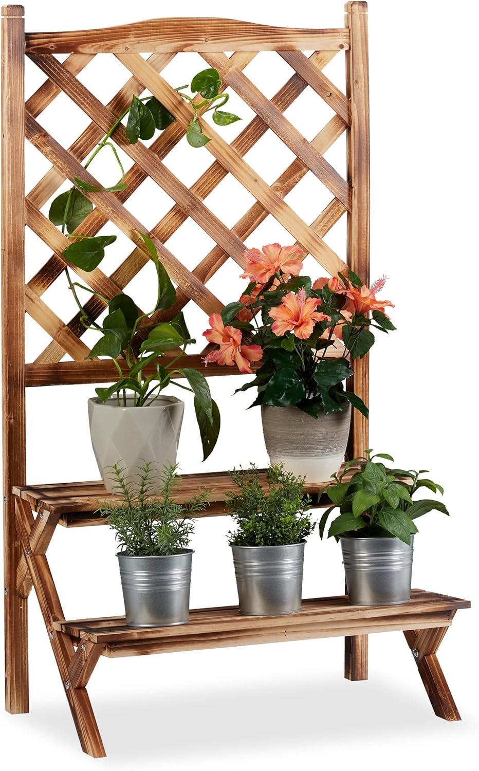 Pflanzentreppe mit Rankgitter, 109,00 x 61,00 x 40,00cm