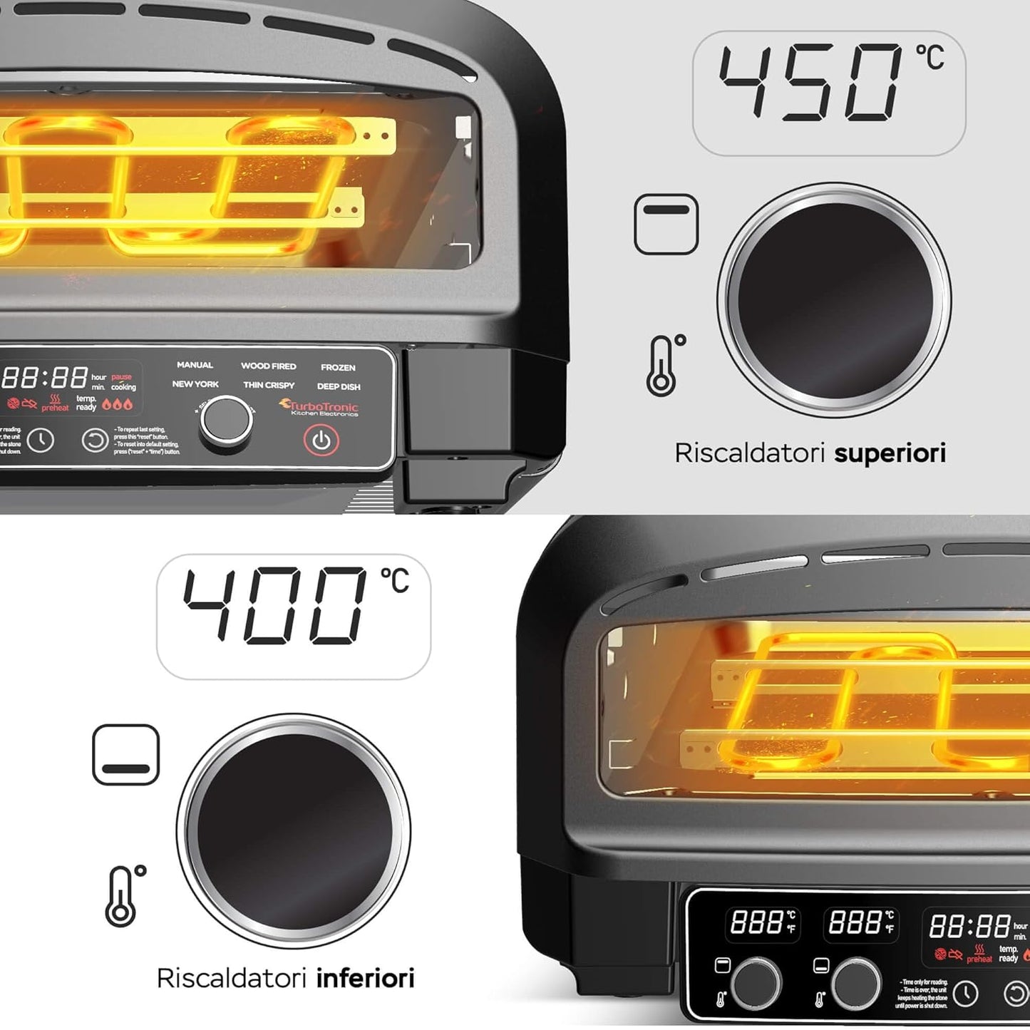 Pizzaofen TT-PO14 mit Pizzastein und Pizzaschieber, bis 450 °C