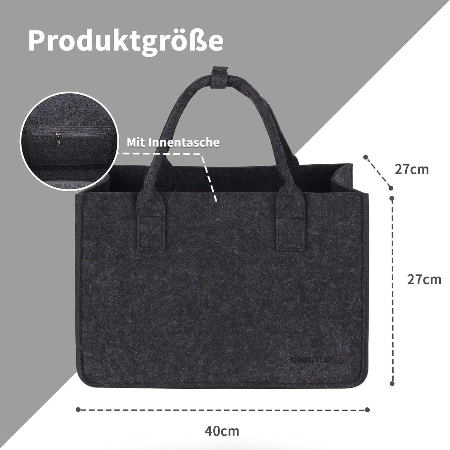 2er Einkaufskorb-Set, faltbar, 30 Liter, Dunkelgrau