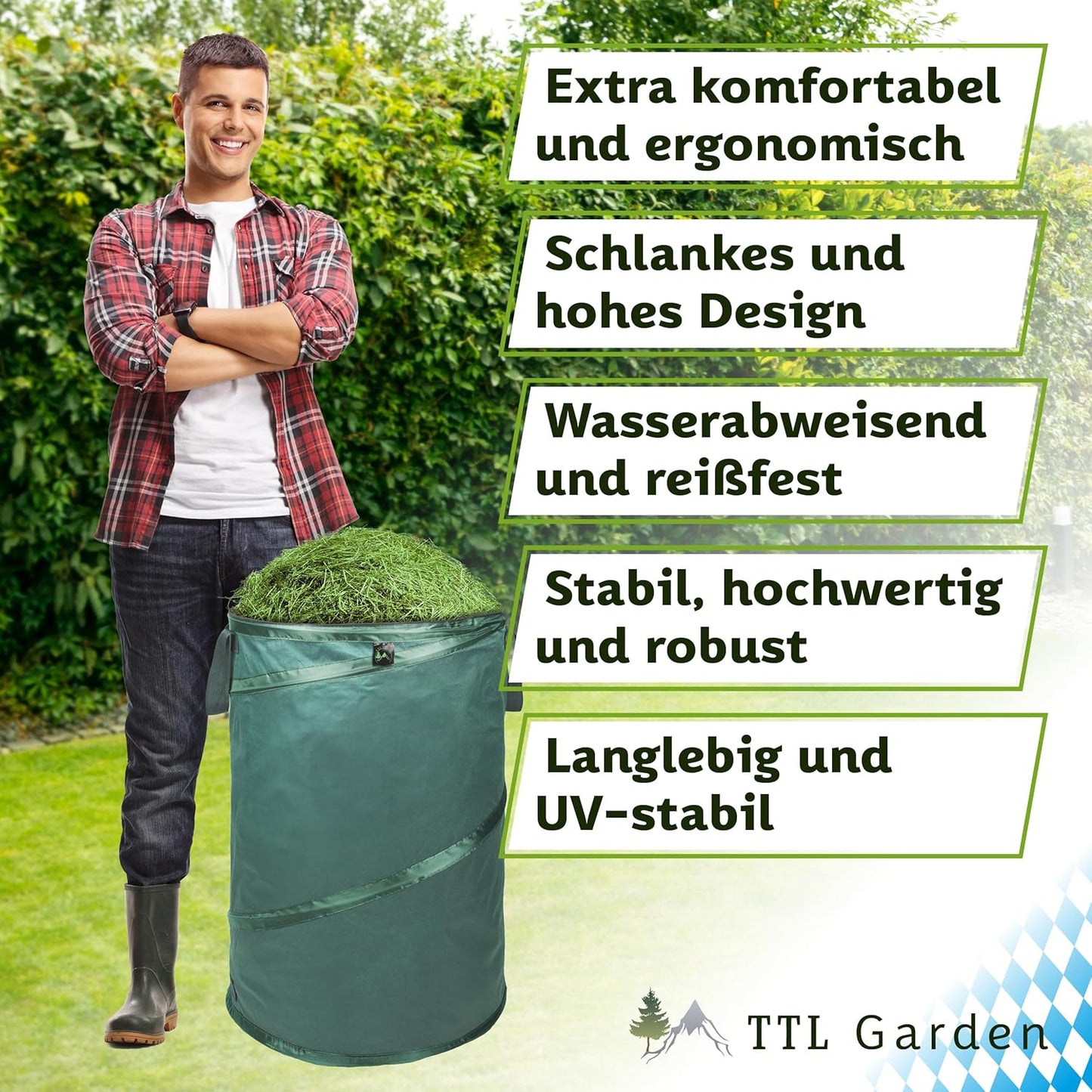 2-teiliges Pop-up Gartensack-Set robust & wasserfest, 120L Premium 2x