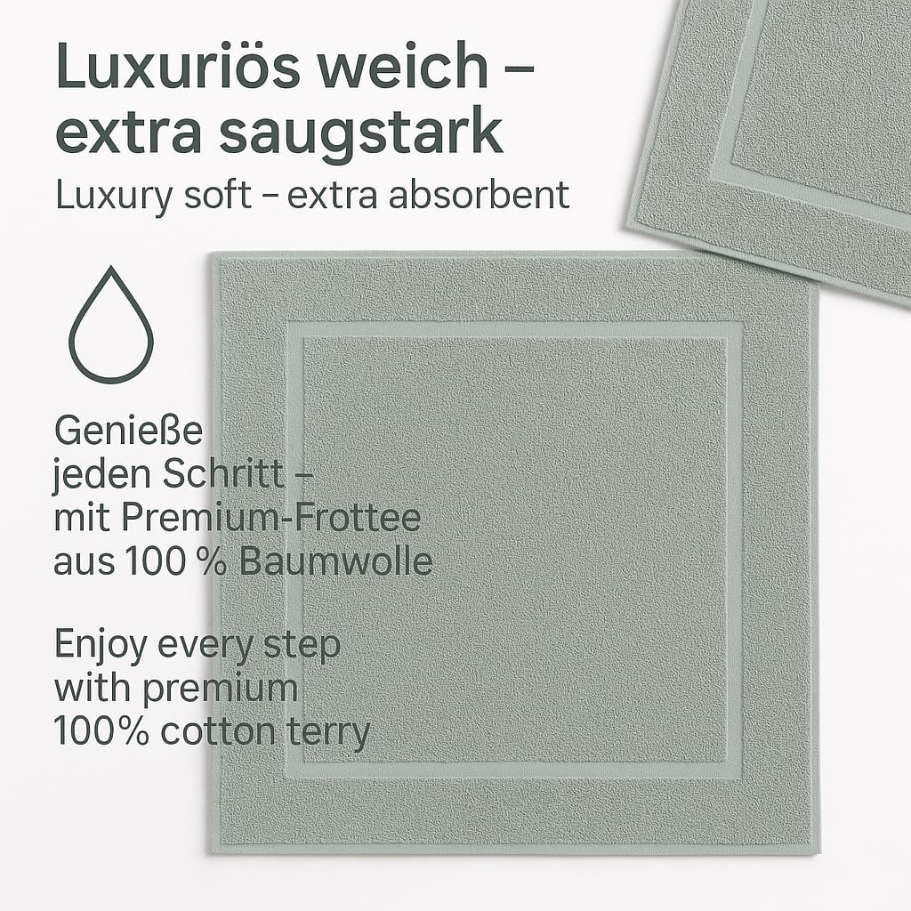 Badvorleger 2er-Set aus Baumwolle, 2x Badvorleger Heugrün