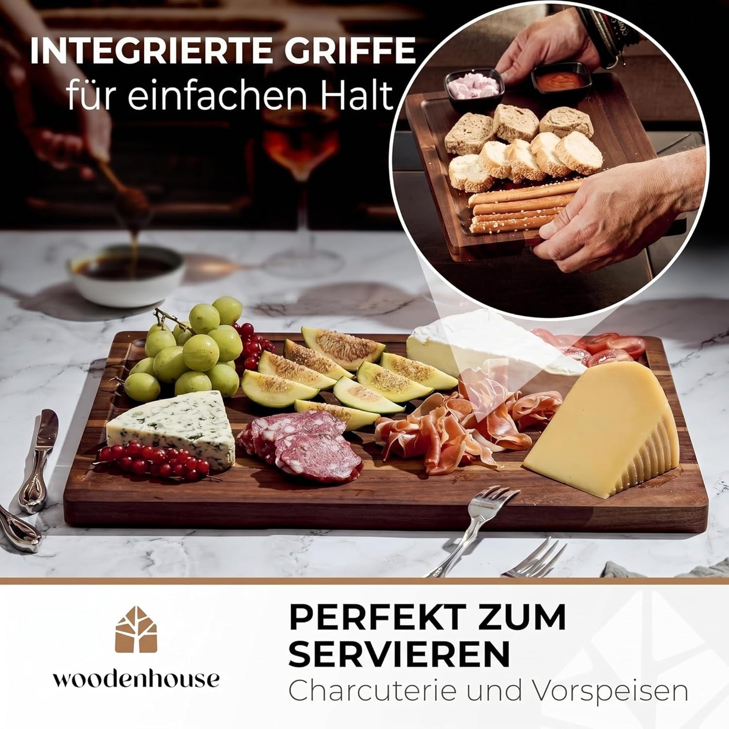 3-teiliges Schneidebrett-Set mit Ständer