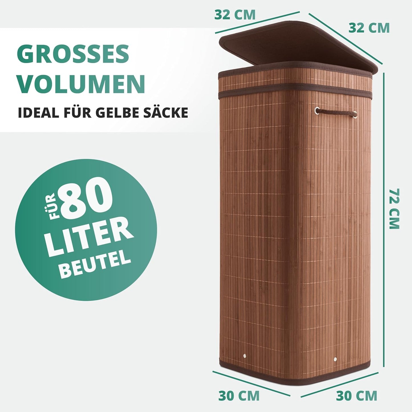 Müllsack-Ständer mit Innentasche, Bambus / Kaffee