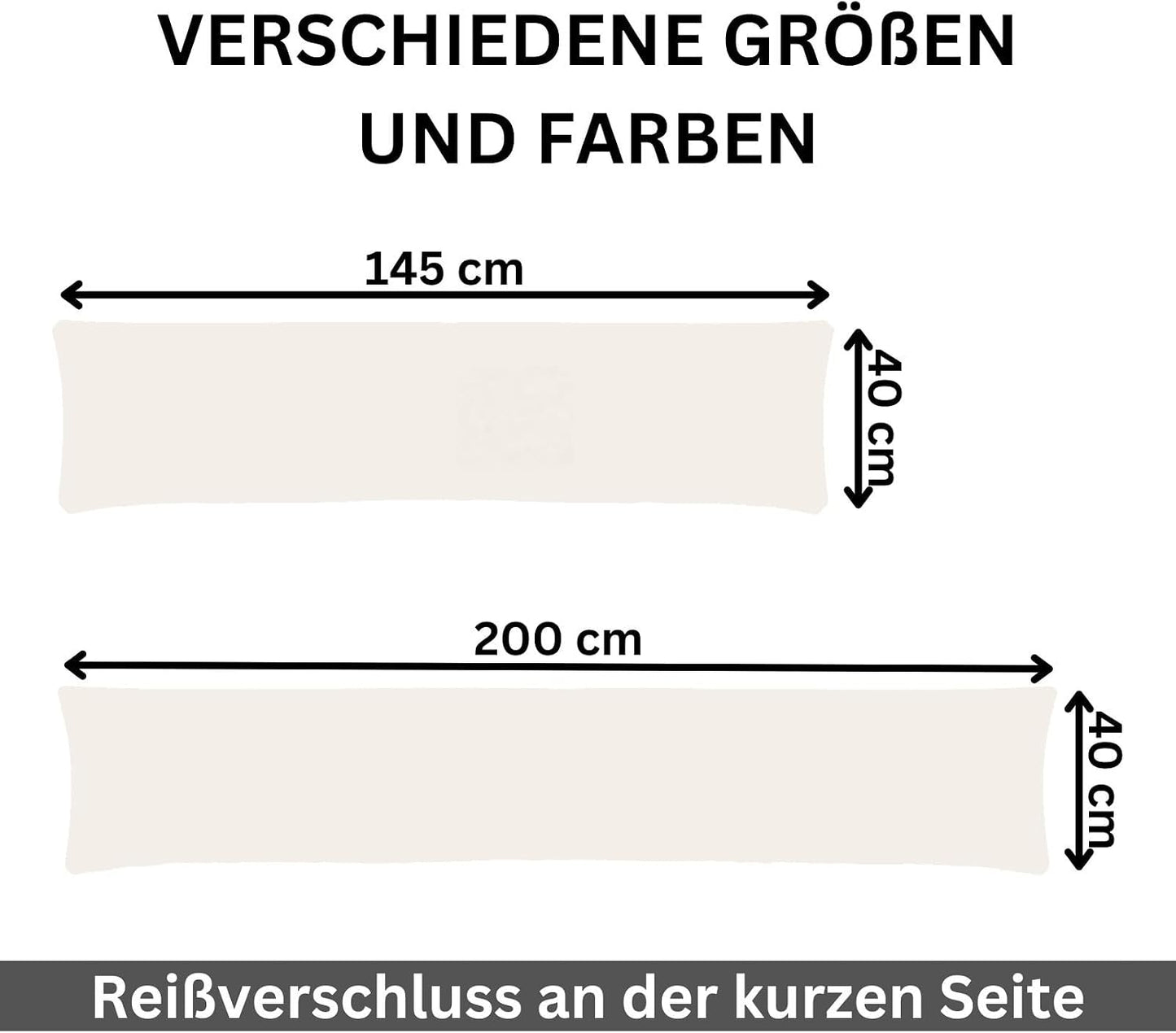 Seitenschläferkissen Jersey-Bezüge (2er Pack), 2er Pack 40x145 Natur