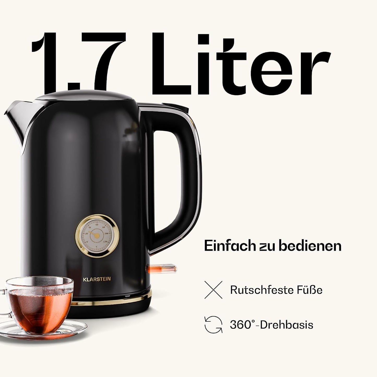 Retro-Wasserkocher Victoria, Schwarz Wasserkocher