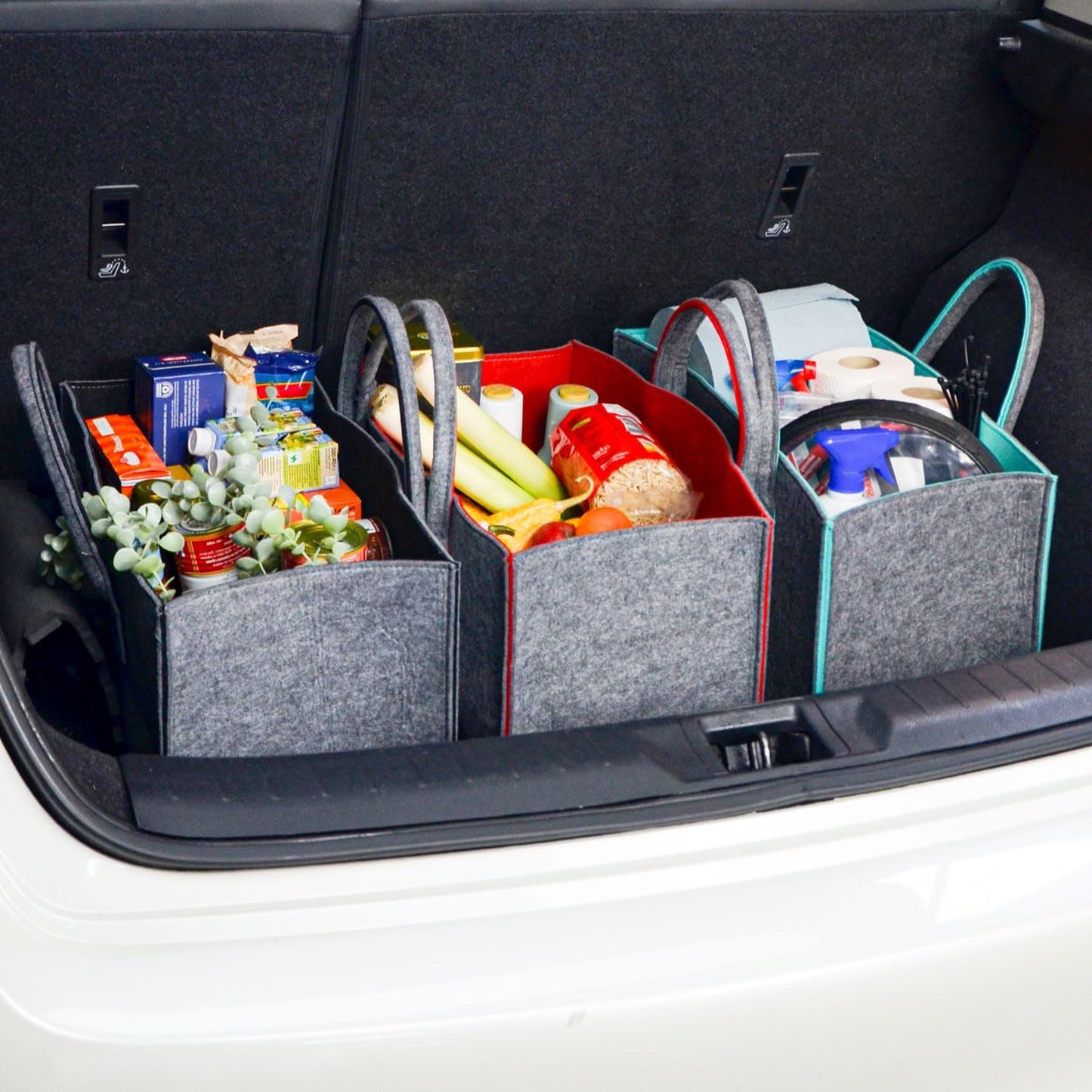 Shopping Filztasche XXL bis 25kg, Grau Rot