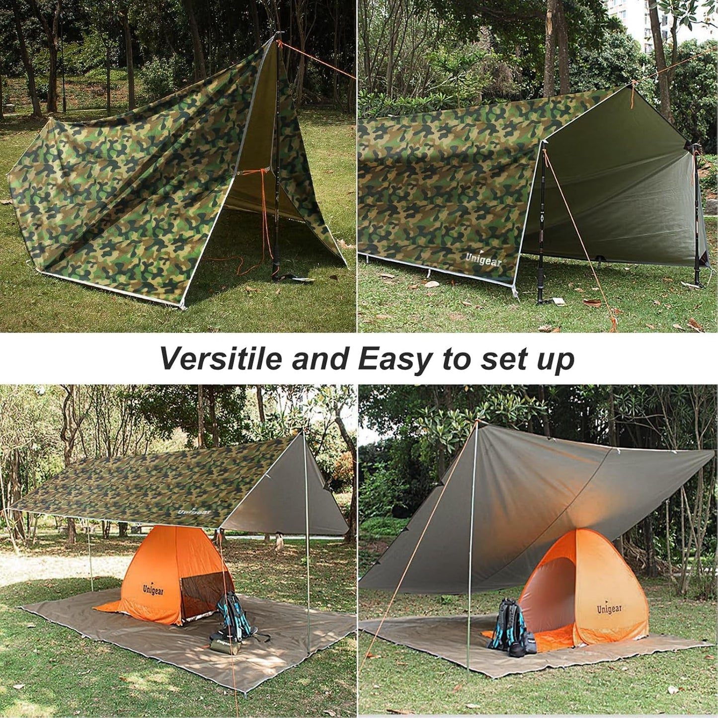 Wasserdichtes Tarp, Camouflage - Gelb/Grün 3x5 m