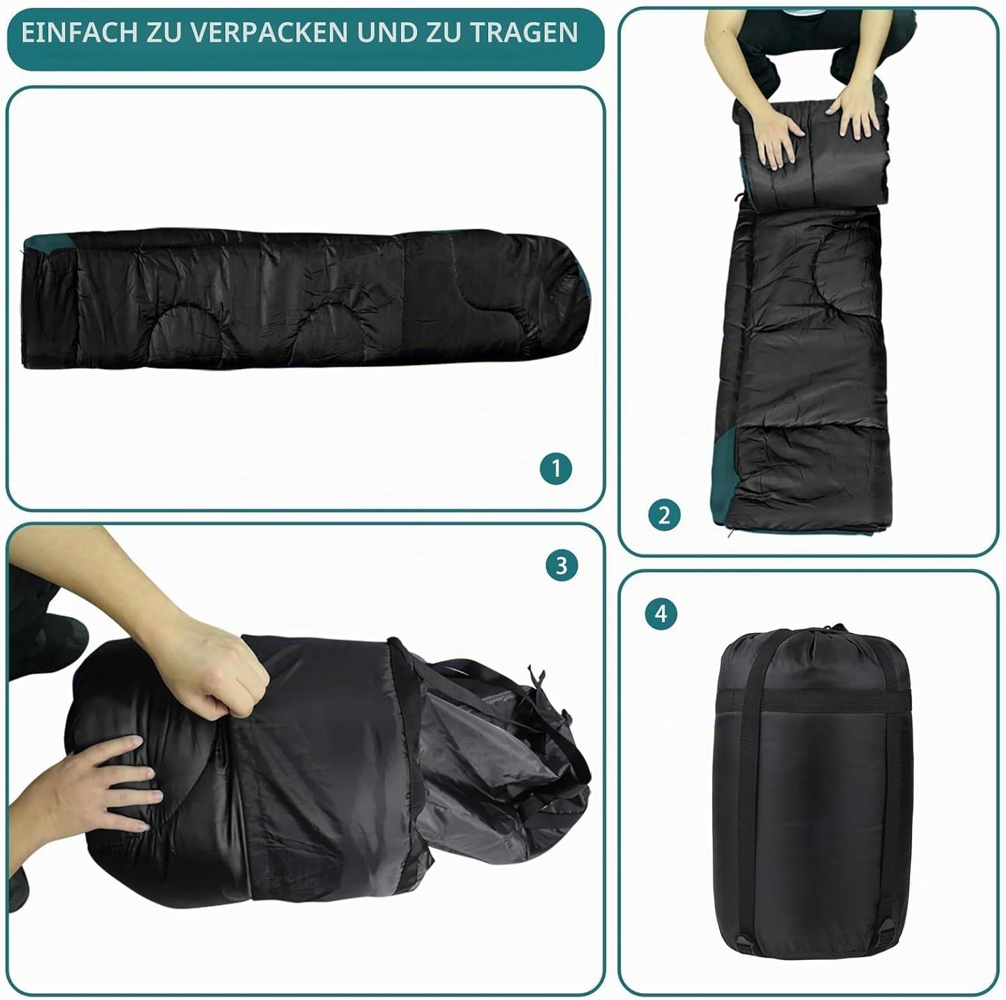 Drei Jahreszeiten Outdoor Schlafsack für Erwachsene, Dunkelgrün L