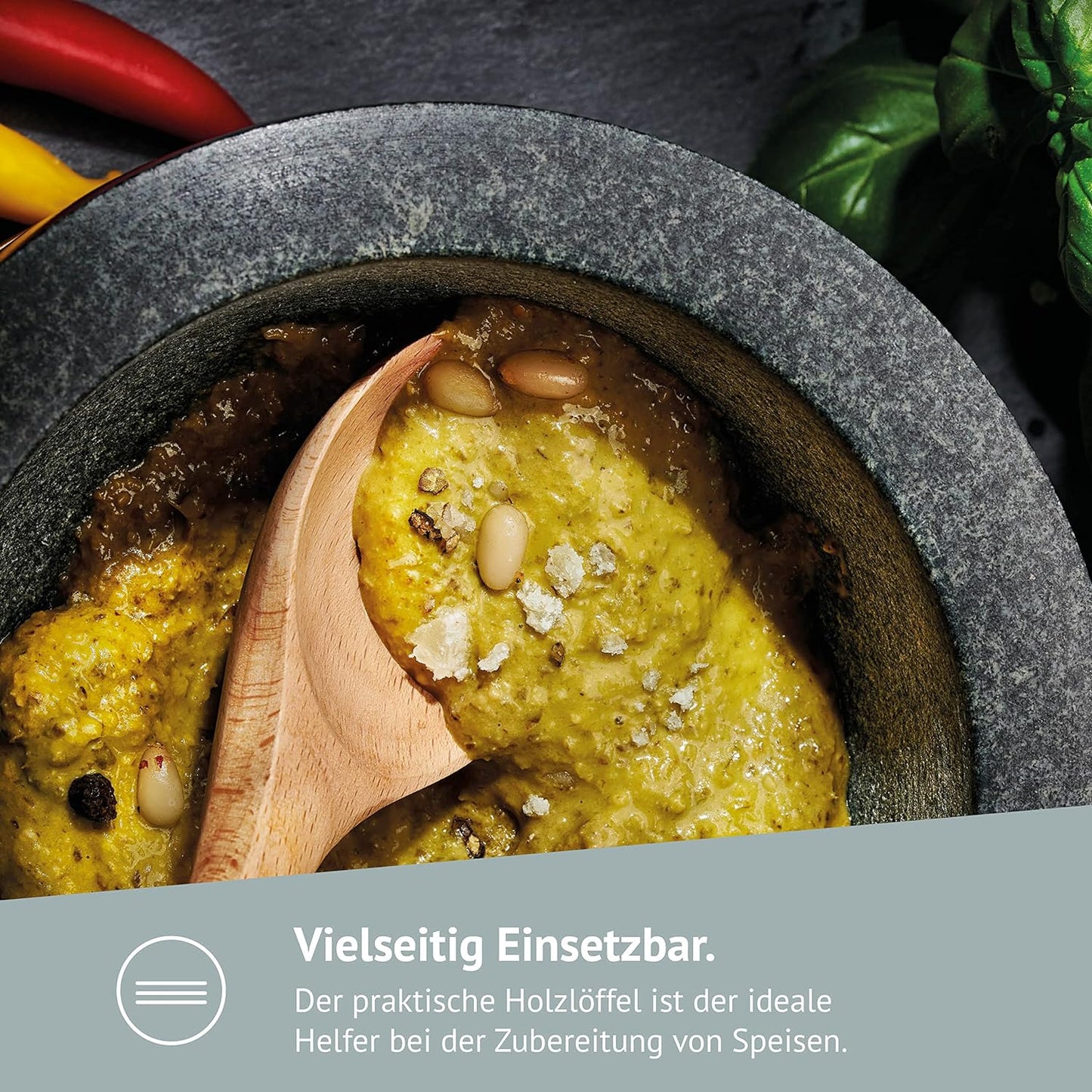 Premium Mörser-Set, Granit und Buchenholz