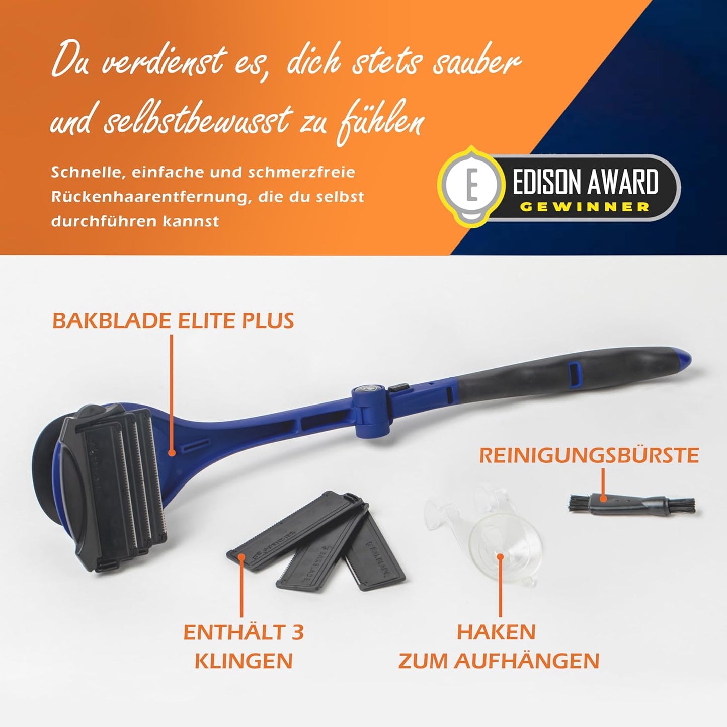Ergonomischer Rückenrasierer 2.0 Elite mit Ersatzklingen, Bakblade 2.0 Elite