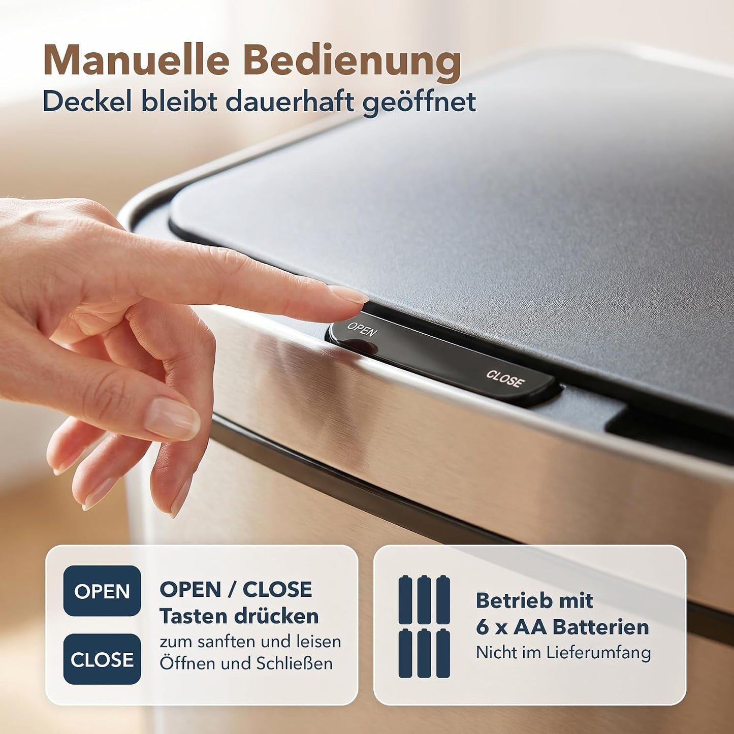 Sensor-Mülleimer mit 3-Fächer-Trennsystem