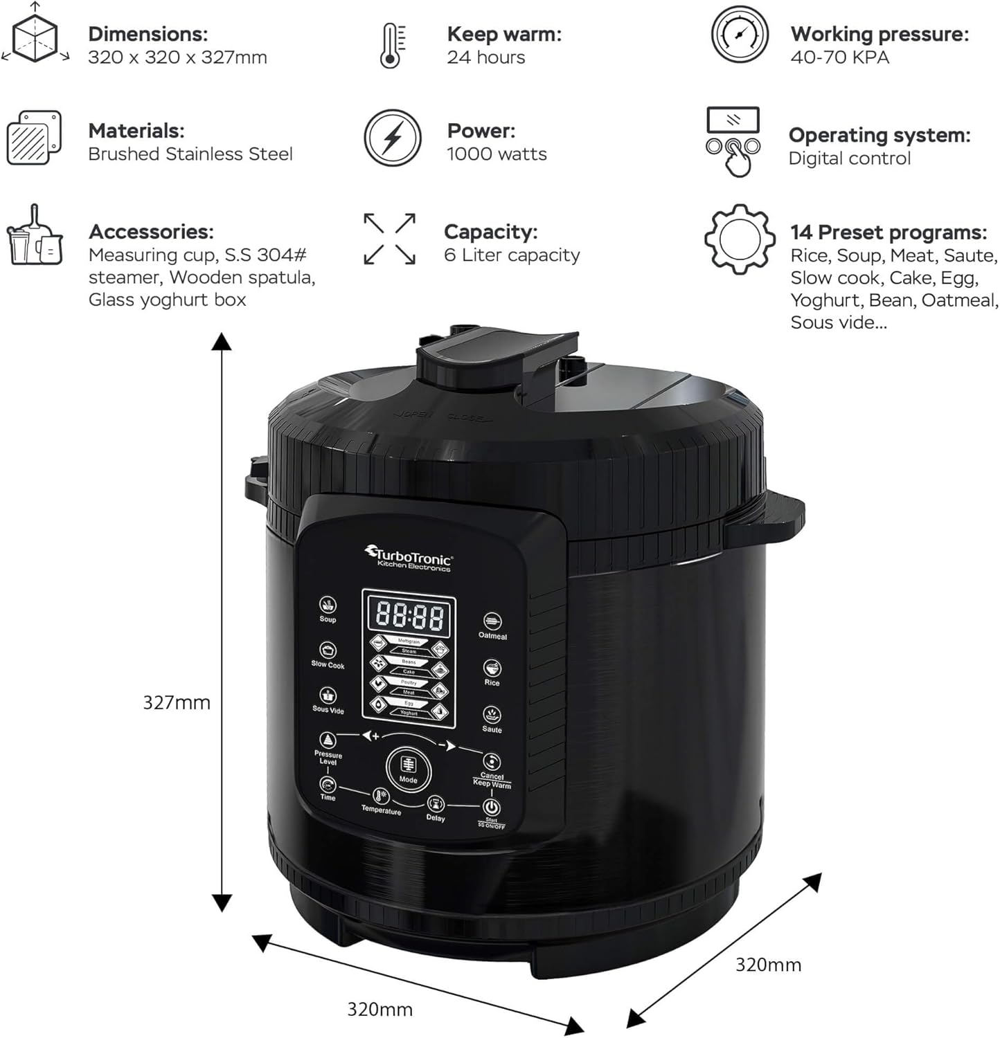 TurboChef Pot Schnellkochtopf, Schwarz
