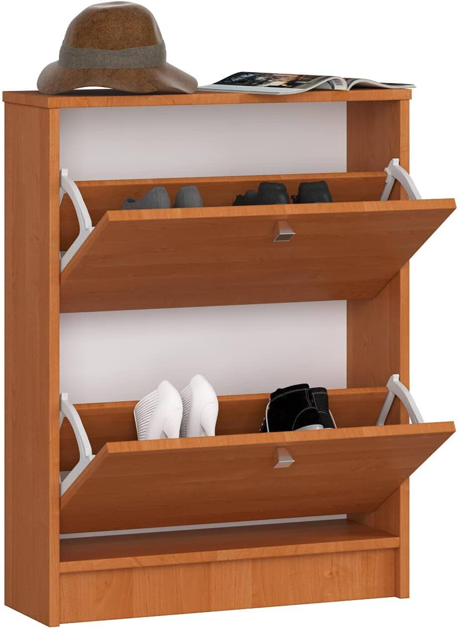 Schuhschrank mit 2 Kippern (B60 x H80 x T20 cm), Erle