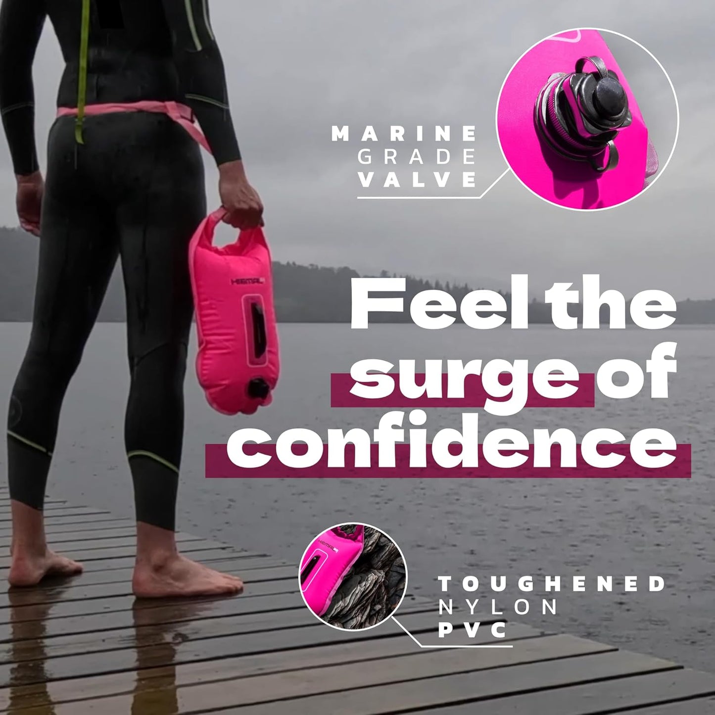 Offenwasser-Schwimmboje mit Trockensack 15 l, Pink