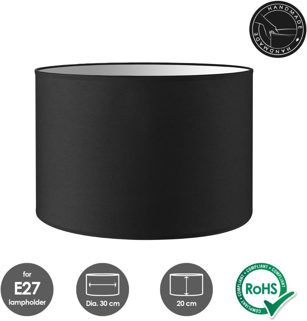 Moderner Lampenschirm für E27 Fassung, Black 30cm durchmesser 20cm höhe