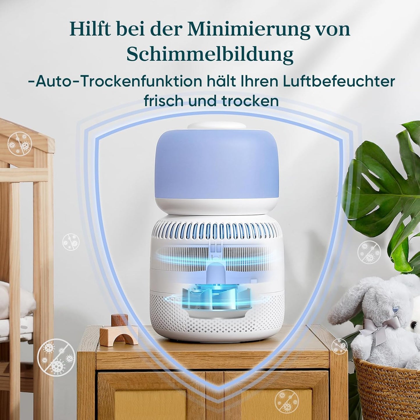 Sprout Verdunstungsluftbefeuchter 3,8L, leise, Smart Funktionen, 3,8L Verdunstungsluftbefeuchter