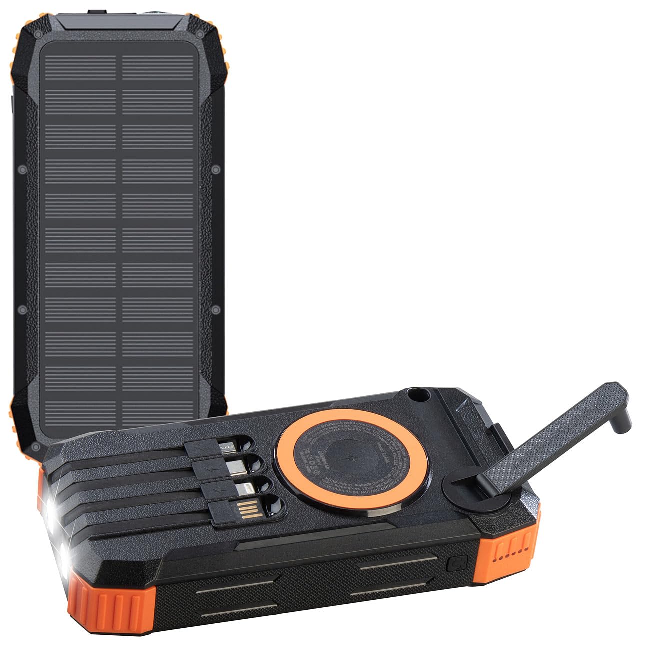 PB-830 Kurbel-Solar-Powerbank, 2 Stück, mit Taschenlampe und Kompass