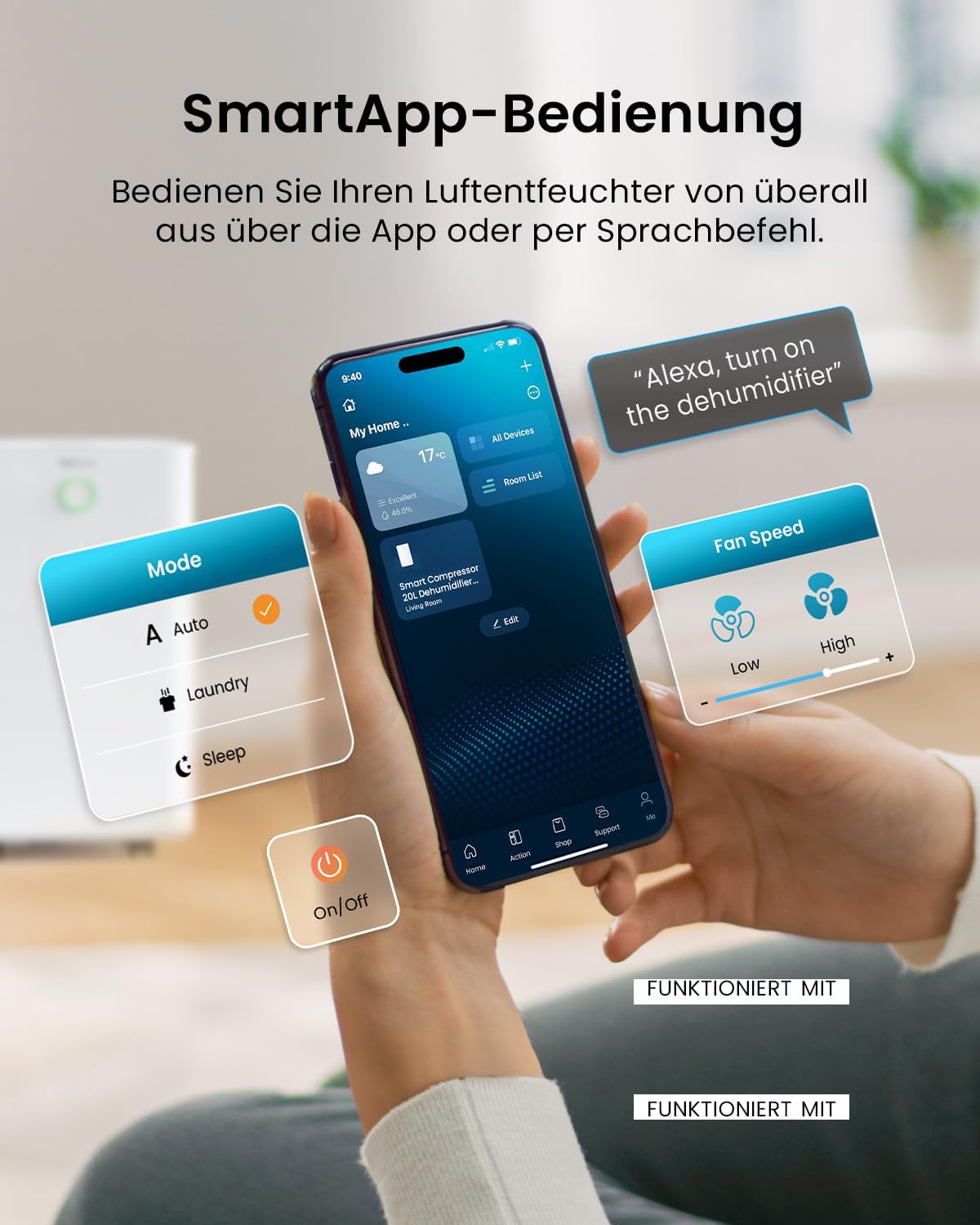 OmniDry Luftentfeuchter mit App & WLAN, 20L - OmniDry - Smart App - Weiss