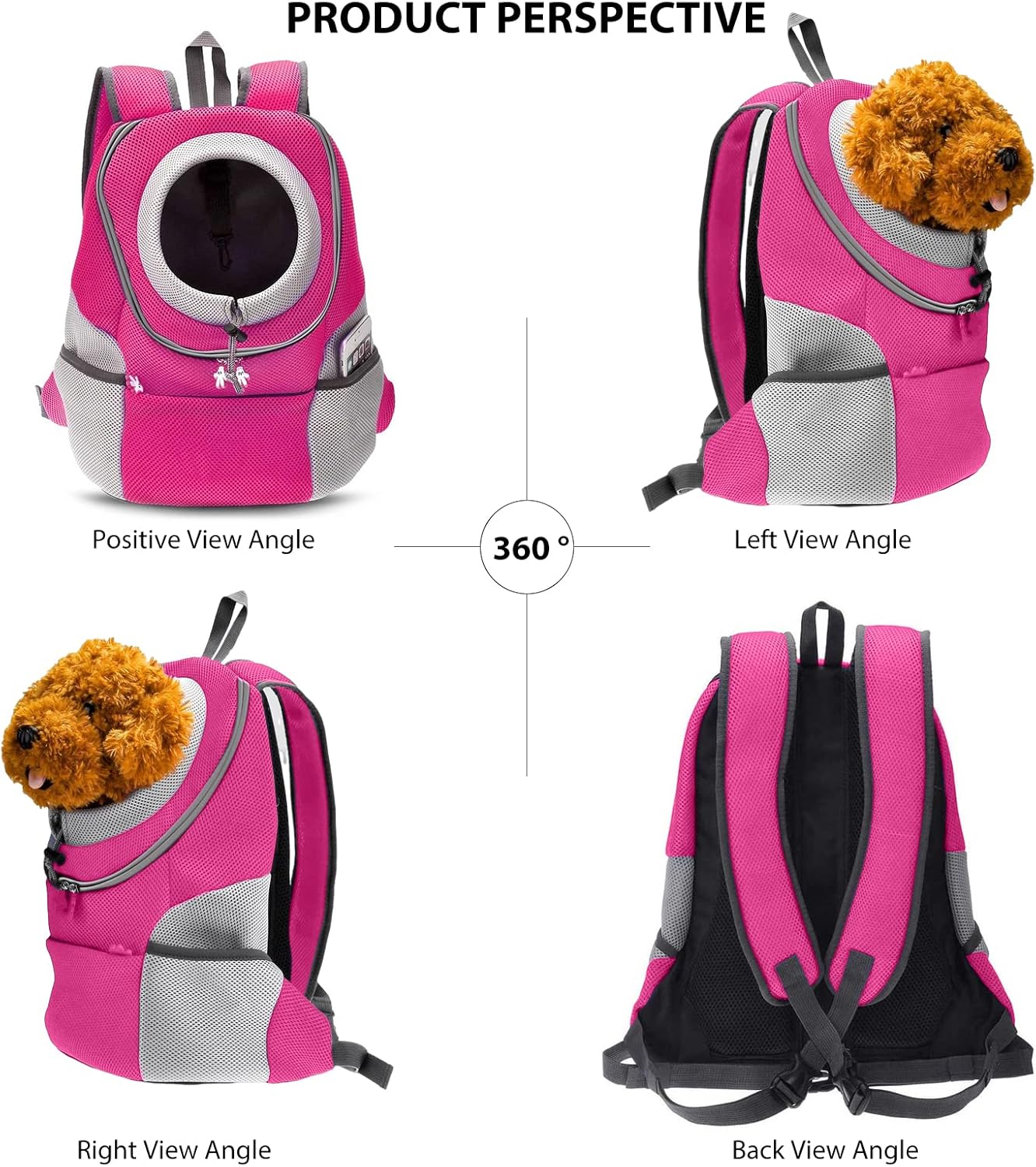 Rucksack für Haustier, L 31 x B 17 x H 36 cm Rosa