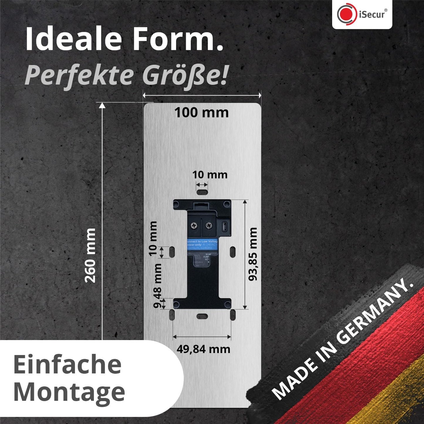 Türklingelblende für Video-Doorbell 2/3/4 (Edelstahl), 100 mm x 260 mm / Edelstahl