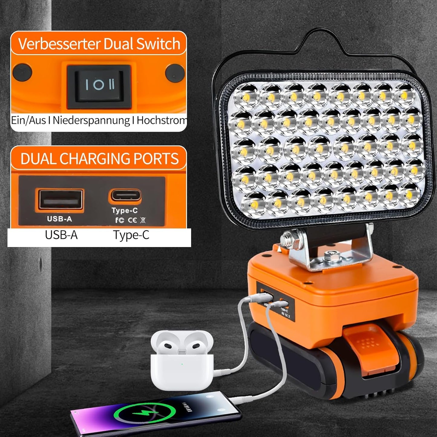LED-Arbeitsleuchte, Orange
