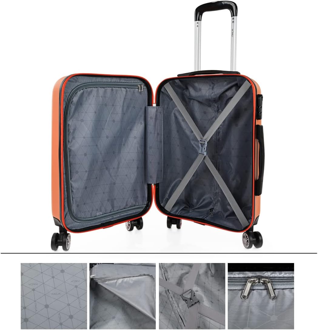 Handgepäck Koffer mit Beautycase, Mandarine / 55 cm + 35 cm
