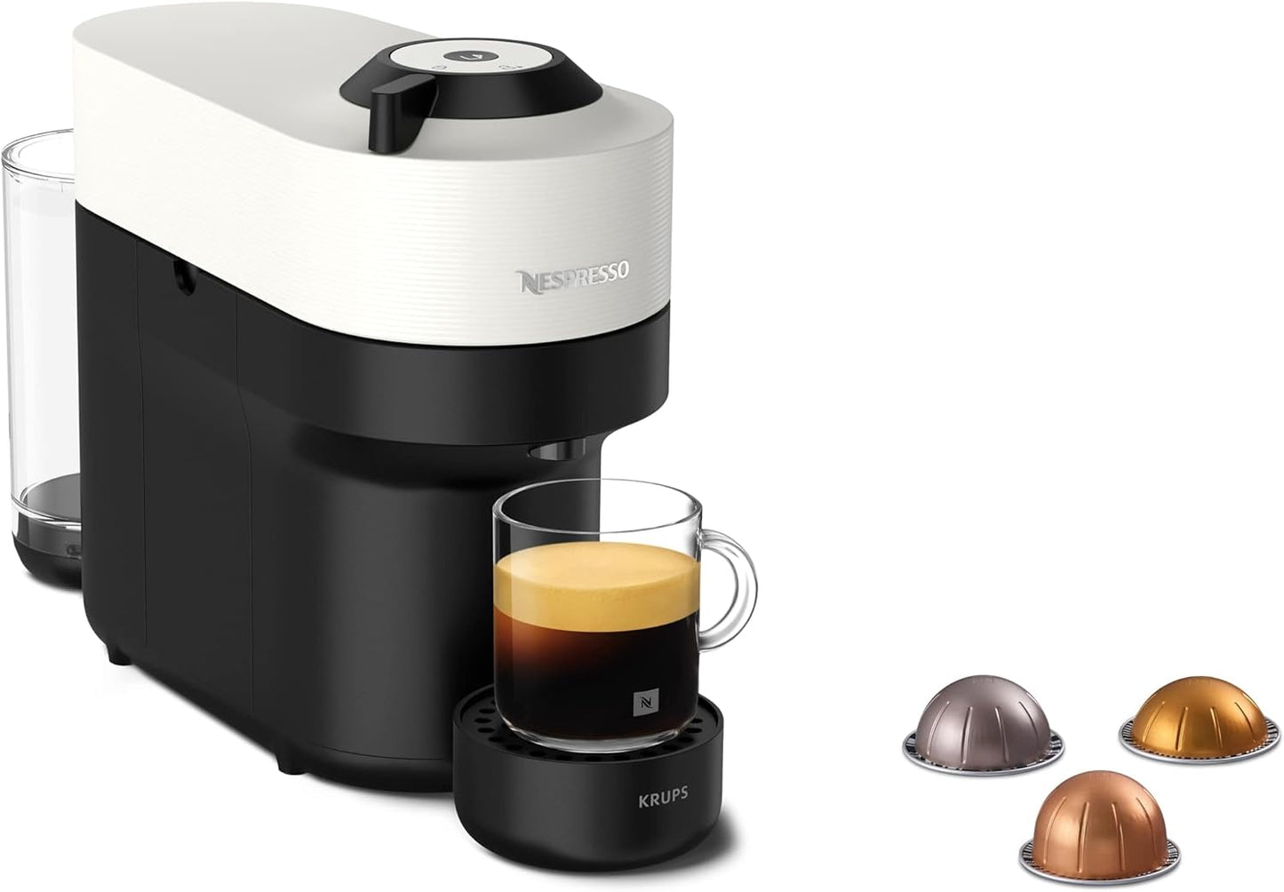 Vertuo Pop Kaffeekapselmaschine mit One-Touch-System, XN9201 Coconut White