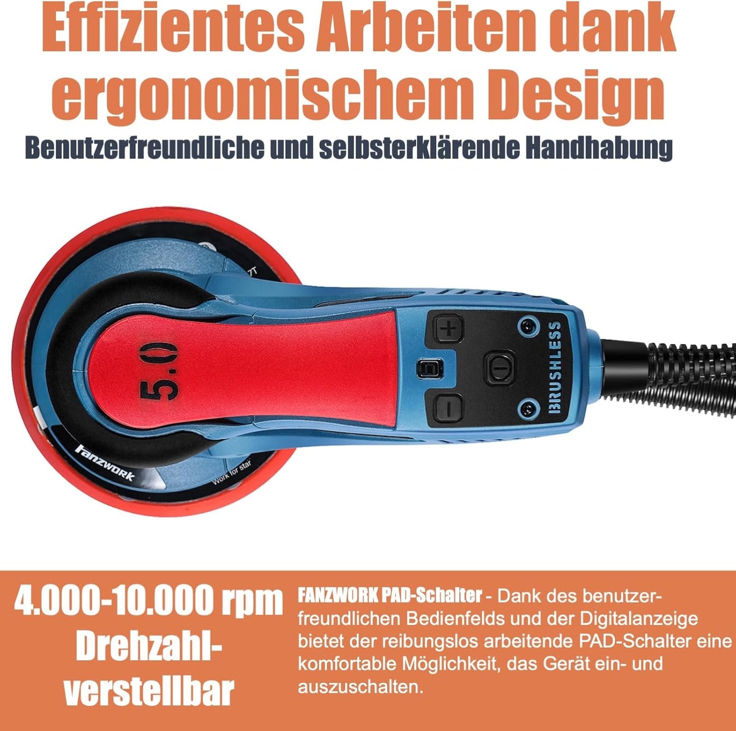Exzenterschleifer mit zwei Schleiftellern, Set mit 150/125mm Teller
