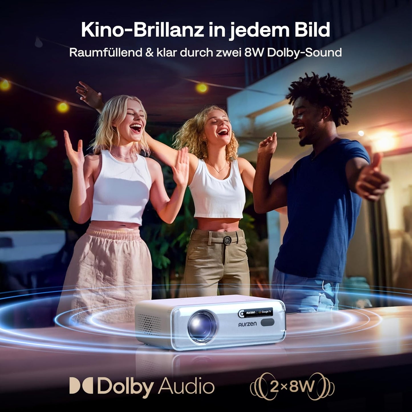 4K Smart Beamer mit Google TV & Dolby Audio, Weiss (GTV)