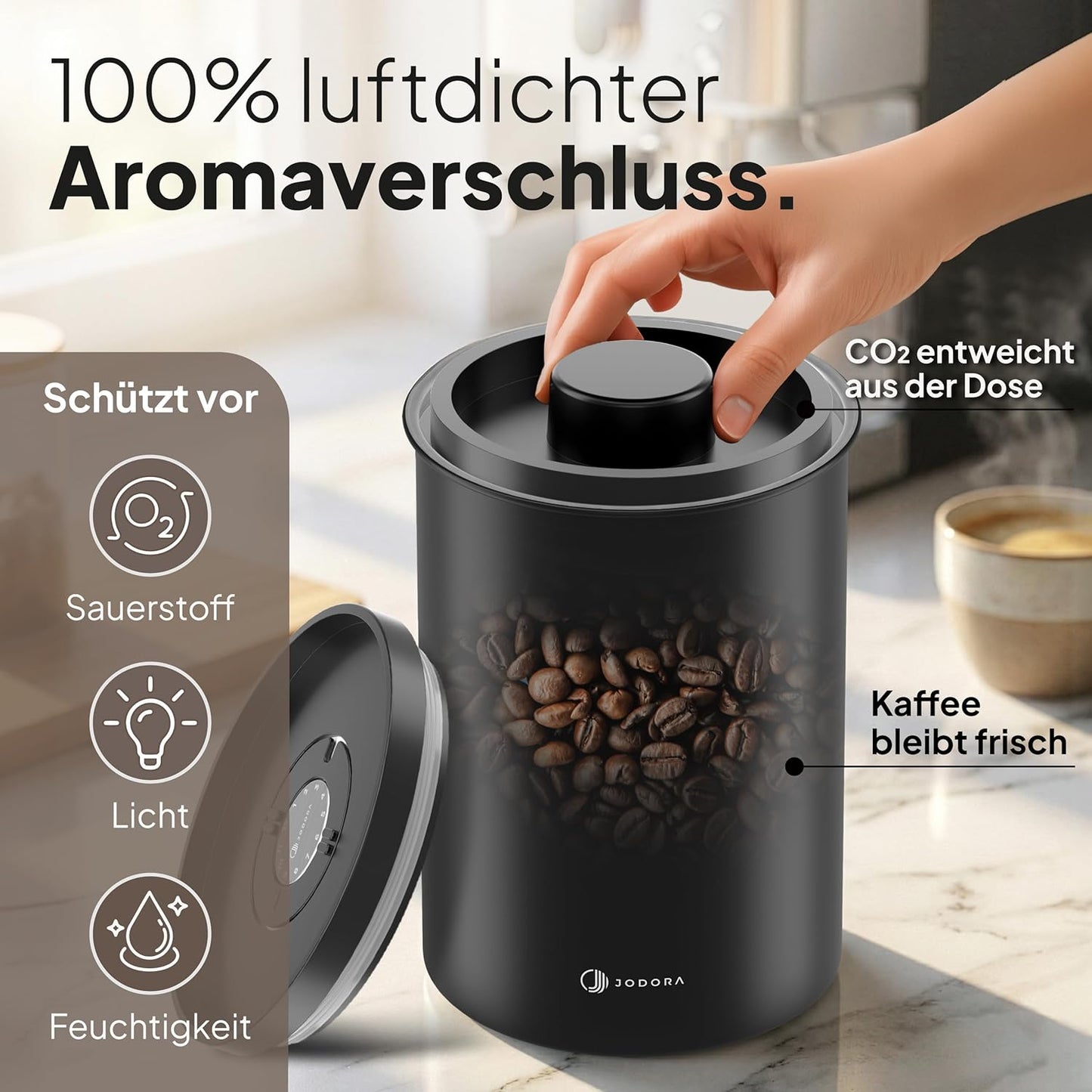 Kaffeedose mit Vakuumverschluss, 1 KG