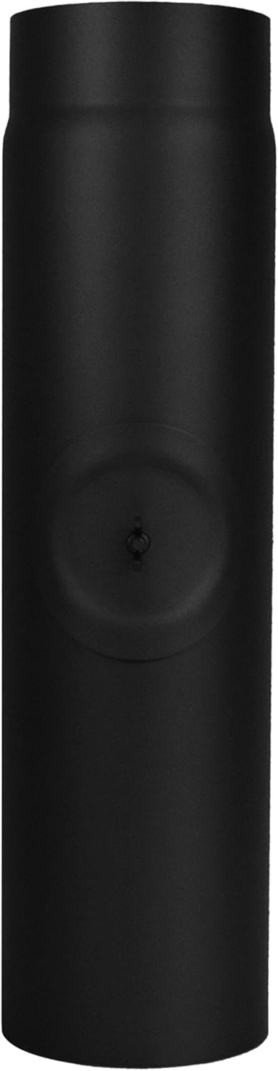 Ofenrohr 500 mm mit Reinigungstür DN 150, Rohr 500 mm mit Tür Schwarz-metallic