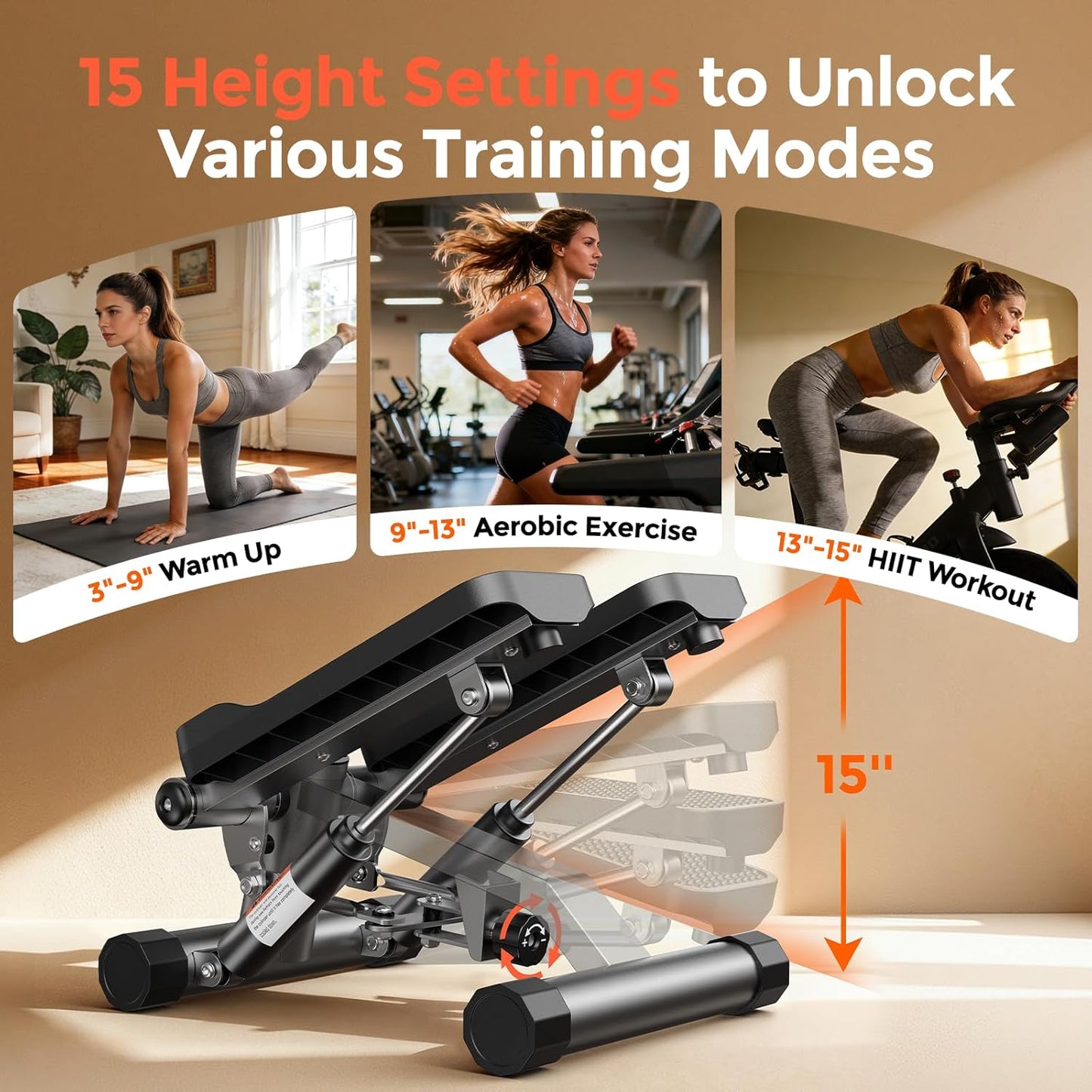 Mini-Stepper mit Power Ropes für Heimtraining, Mini-Stepper
