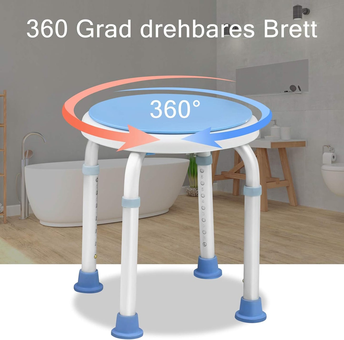 Duschhocker höhenverstellbar und drehbar mit Griffen