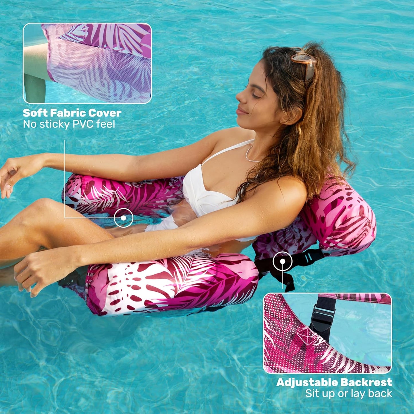 Aufblasbare Pool-Schwimmstühle, 2er-Set, Blau, Rosa