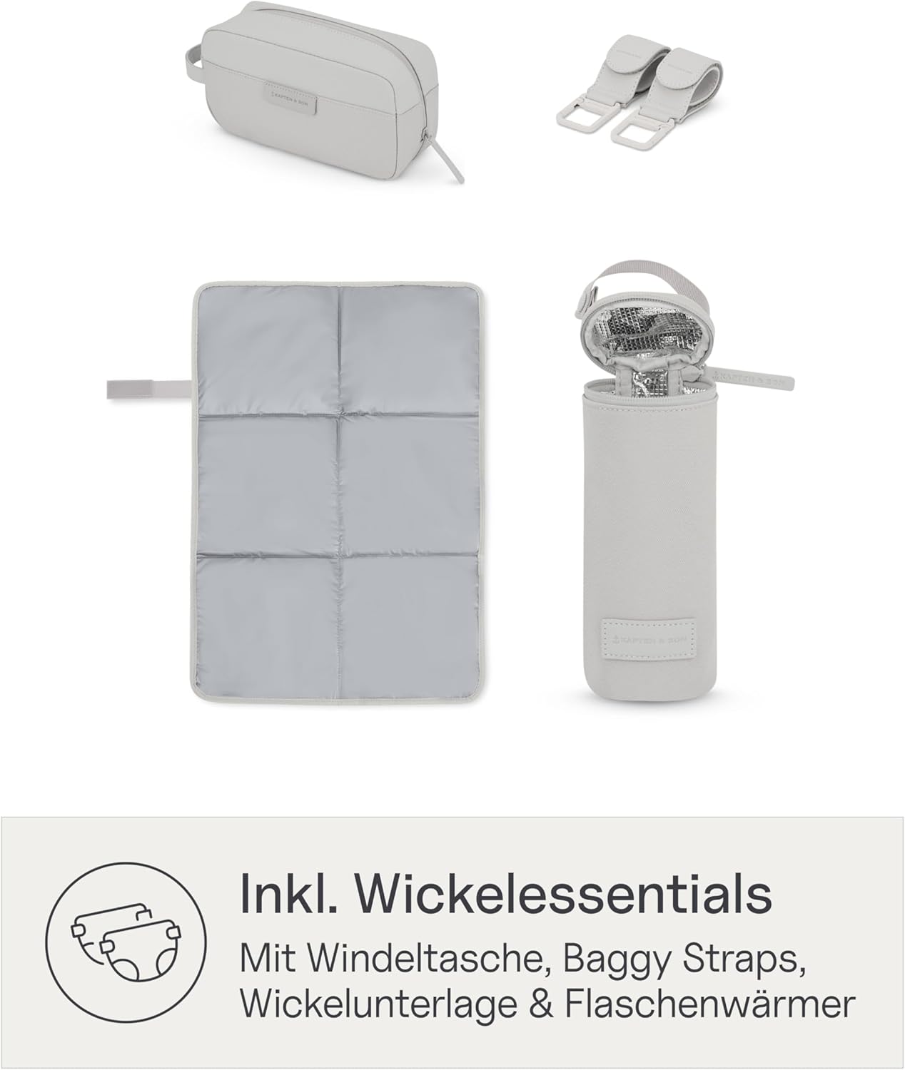 2-in-1-Wickelrucksack-& Wickeltasche-Set Lindby, Greige Diaper Set