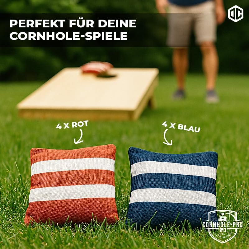Cornhole Säckchen, Cornhole Tasche - Blaue und Rote gestreift