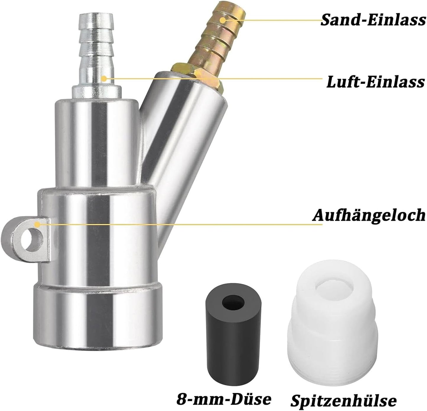 Luft-Sandstrahlpistole mit 8 mm Borkarbid-Düse