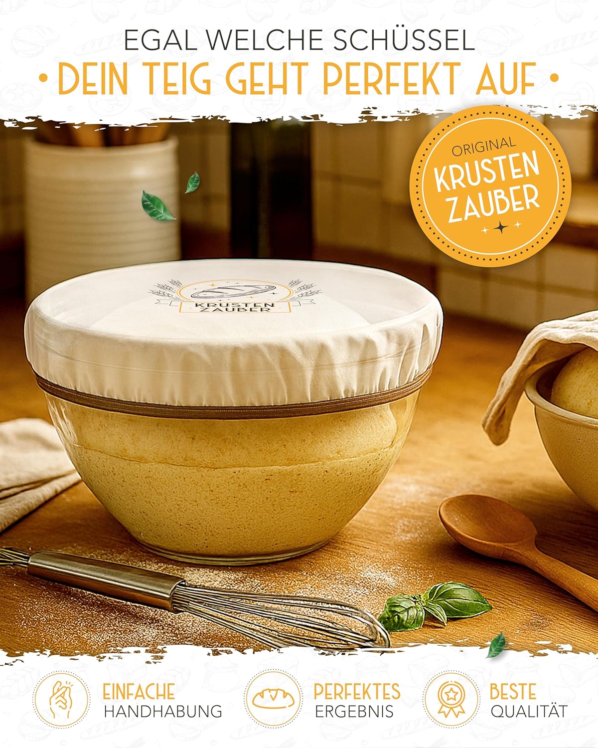 4er-Set Abdeckhaube für Gärkörbe, 40 x 40 x 15 cm