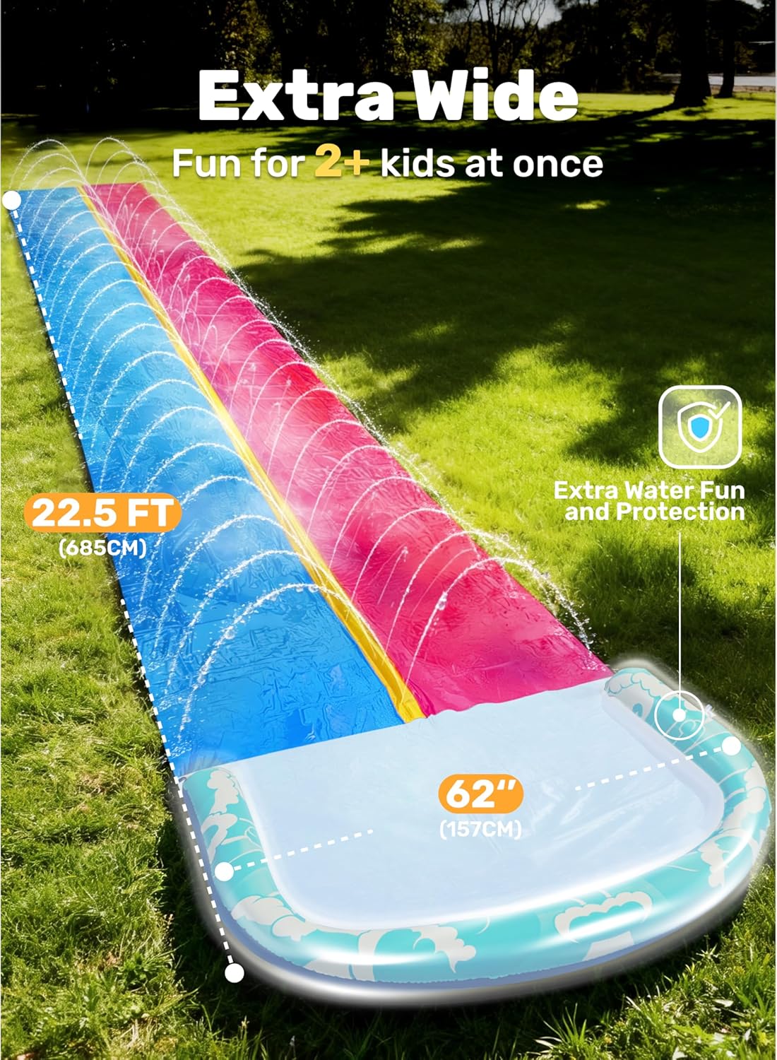 Wasserrutsche mit Bodyboards, 685,8 cm Blau, Rosa