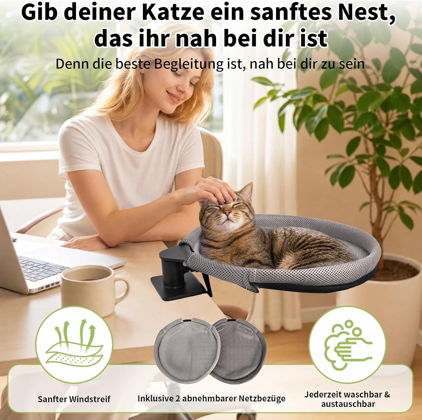 Katzenbett für Schreibtisch, 360° drehbar, Style C