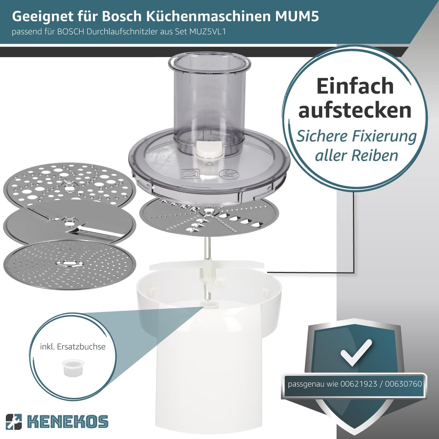 2-teiliges Durchlaufschnitzlerflügel-Set für Küchenmaschinen MUM5, 2 Stück passend für MUM5
