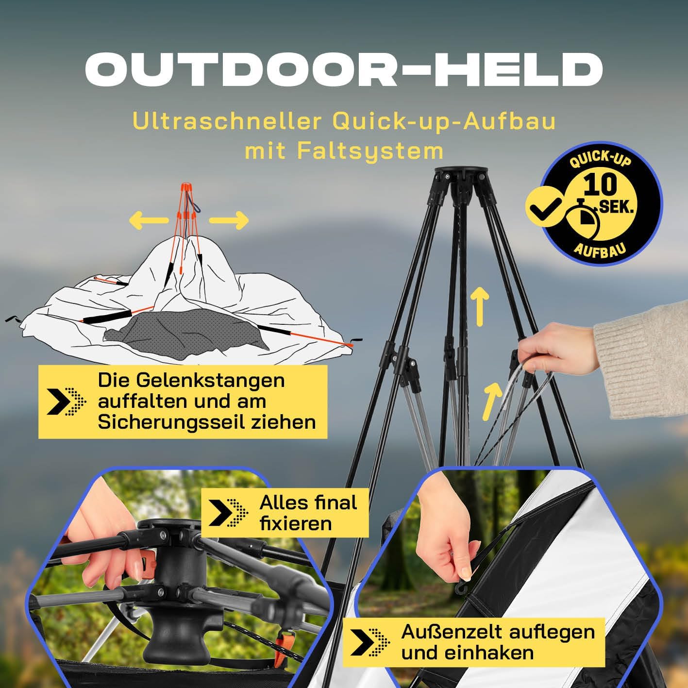 Pop-up-Wurfzelt, Weiss 4 Personen | 1 Eingang