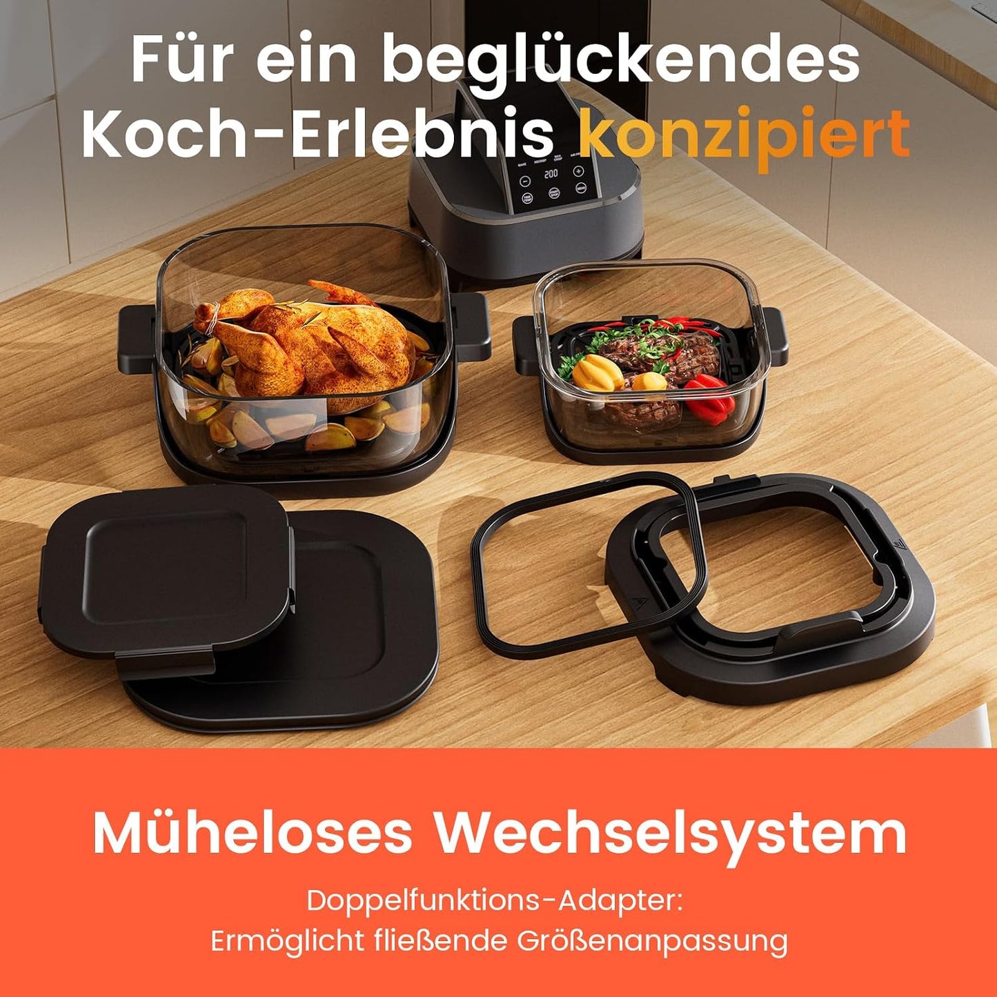 AF02-BLK Heissluftfritteuse mit Easy-View-Fenster