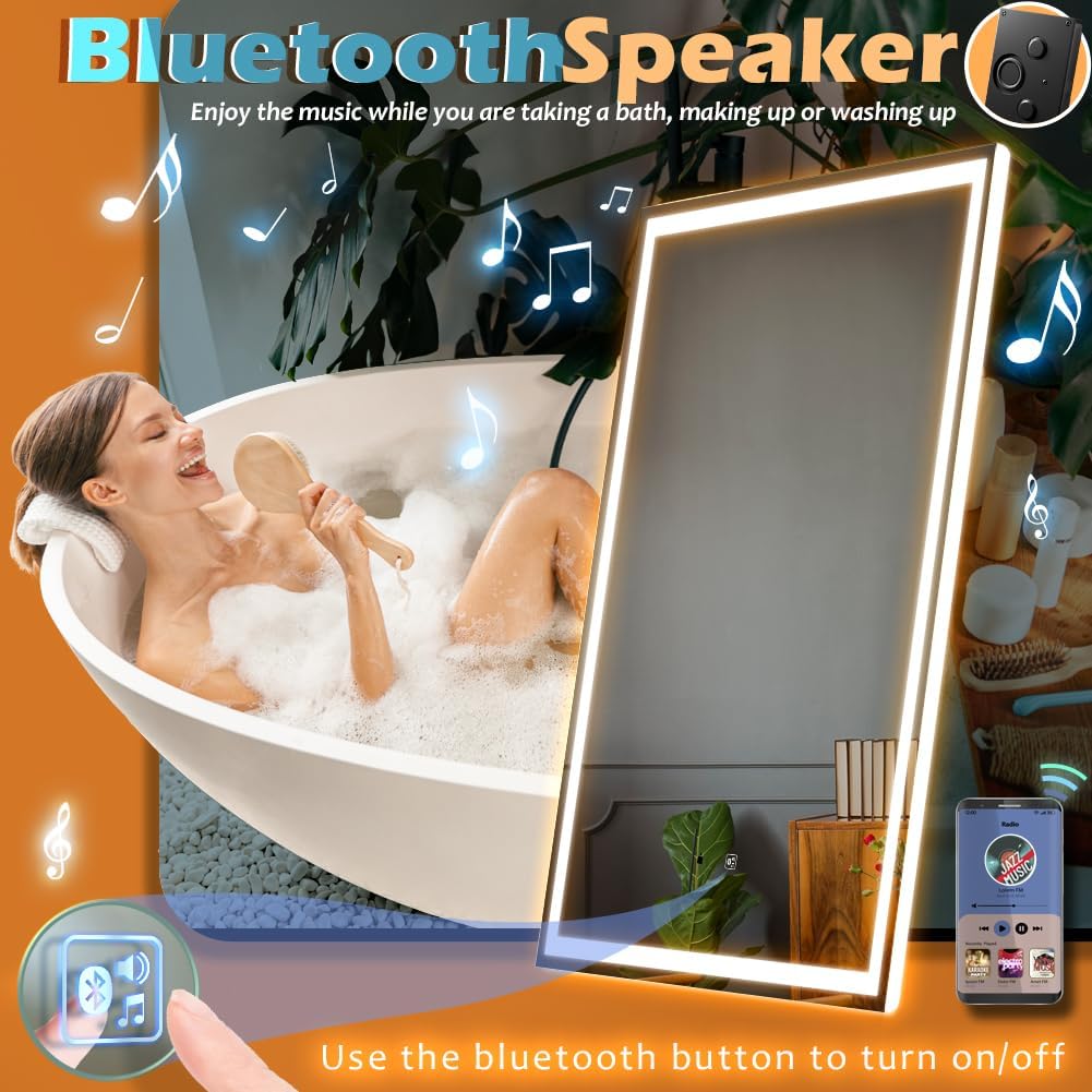 Dimmbarer LED-Sensor-Spiegel mit Bluetooth, Handwelle-induktion 50L x 70B cm