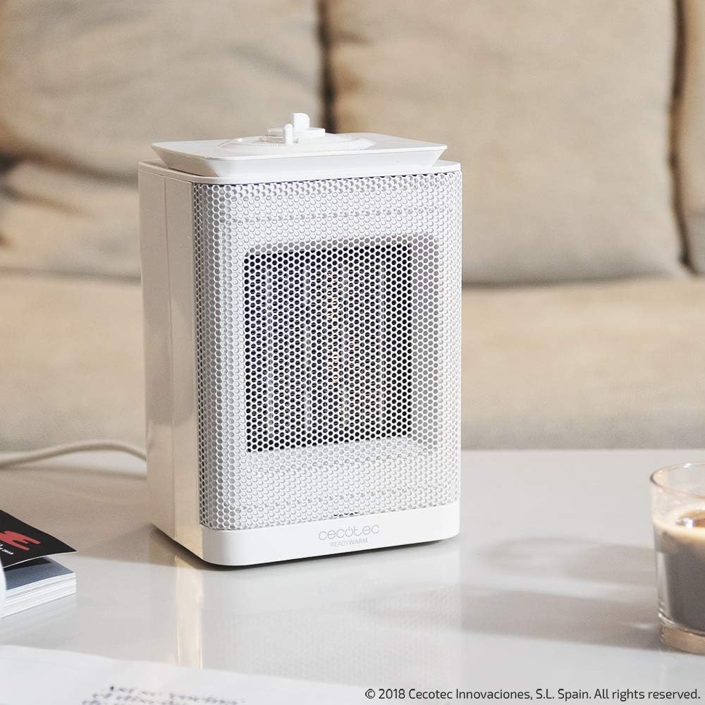 Keramikheizung mit Thermostat und Kippsensor, 1500 W Weiss