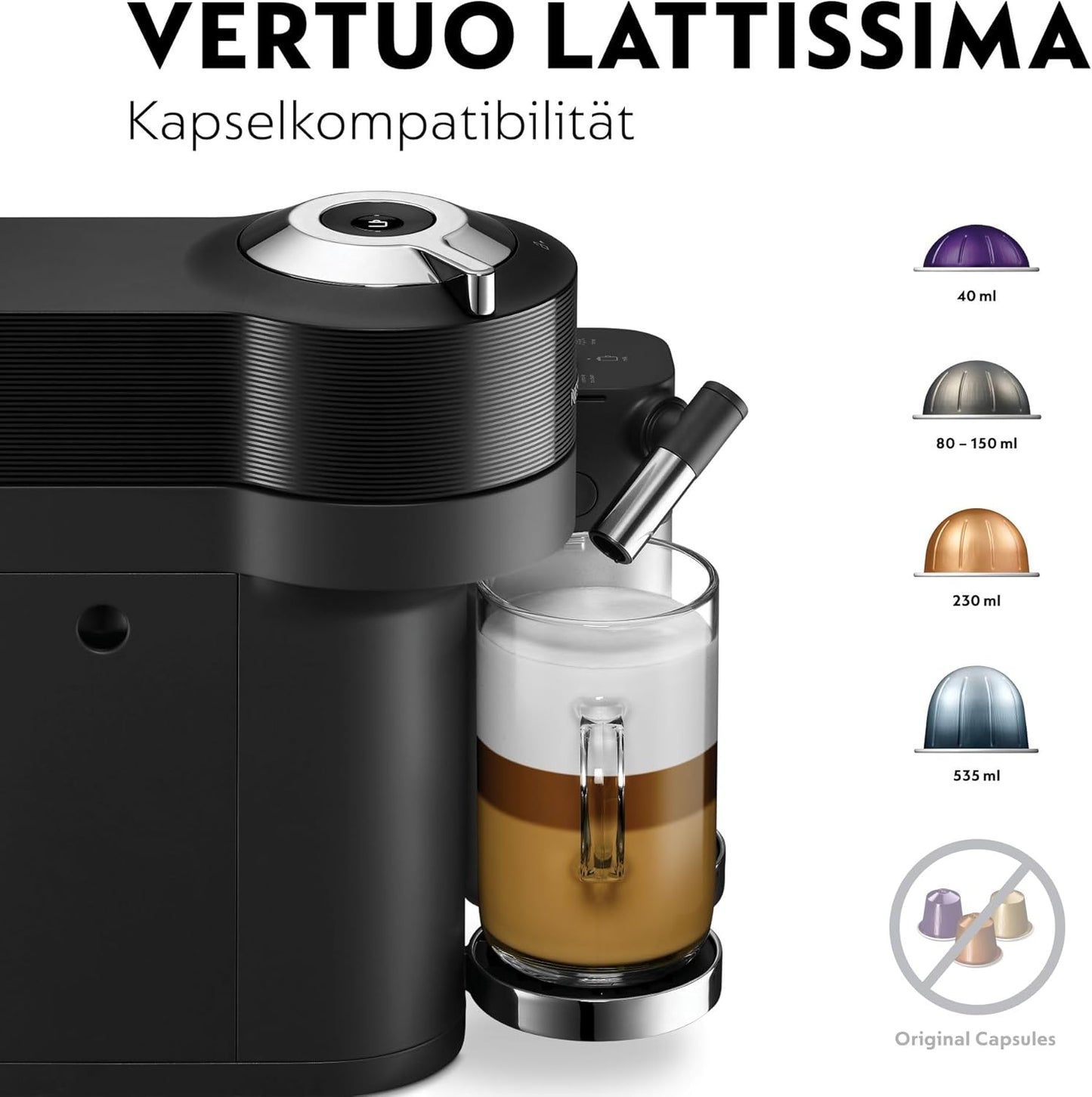 Nespresso Vertuo Lattissima, ohne Bundle Schwarzz