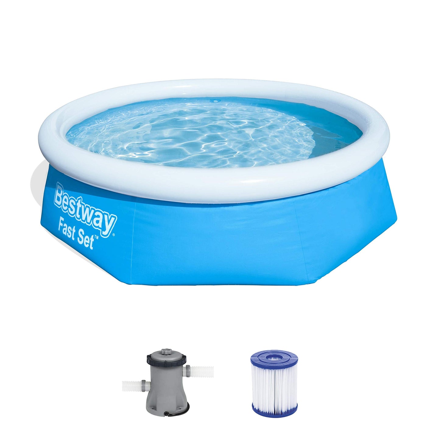 Fast Set Pool mit Filterpumpe, 244x66 cm Blau Single