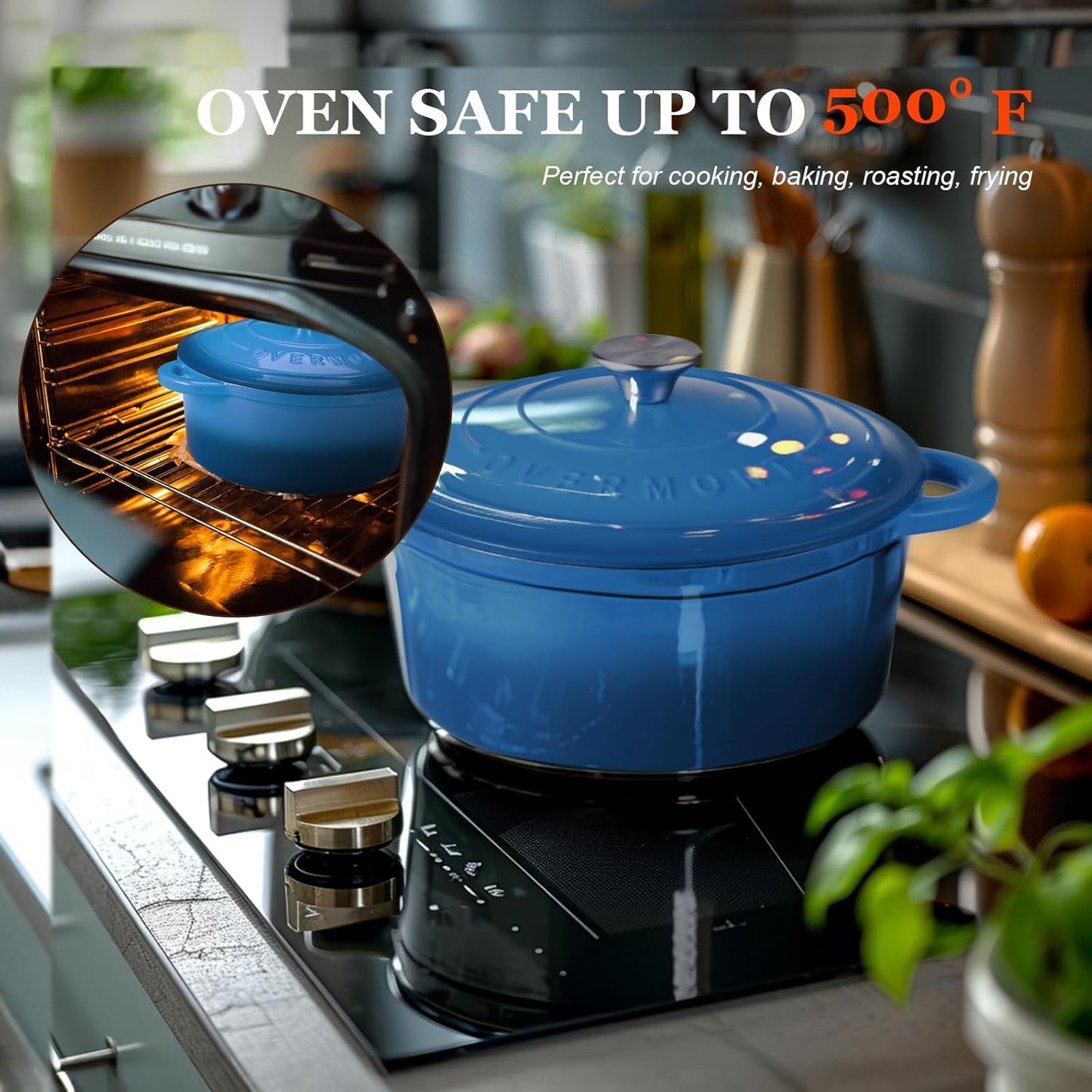 Schmortopf mit Deckel, Topflappen und Topfuntersetzer, 28cm-6.6L Blau