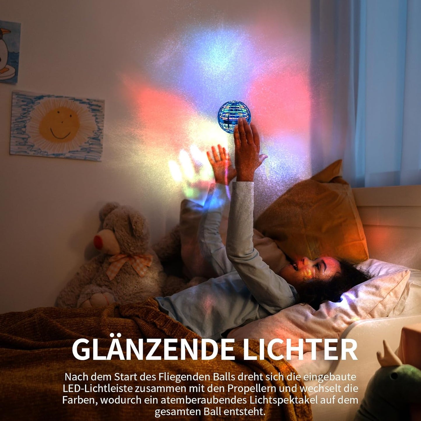 Fliegender LED-Magieball für Kinder, Blau